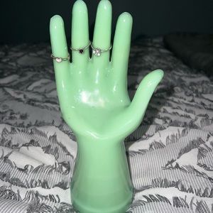 Jadeite Green Glass Ring Jewelry Display Hand
